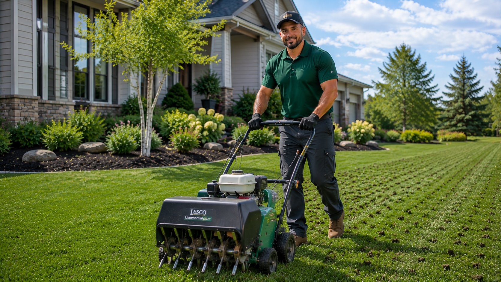 Professional lawn aeration service