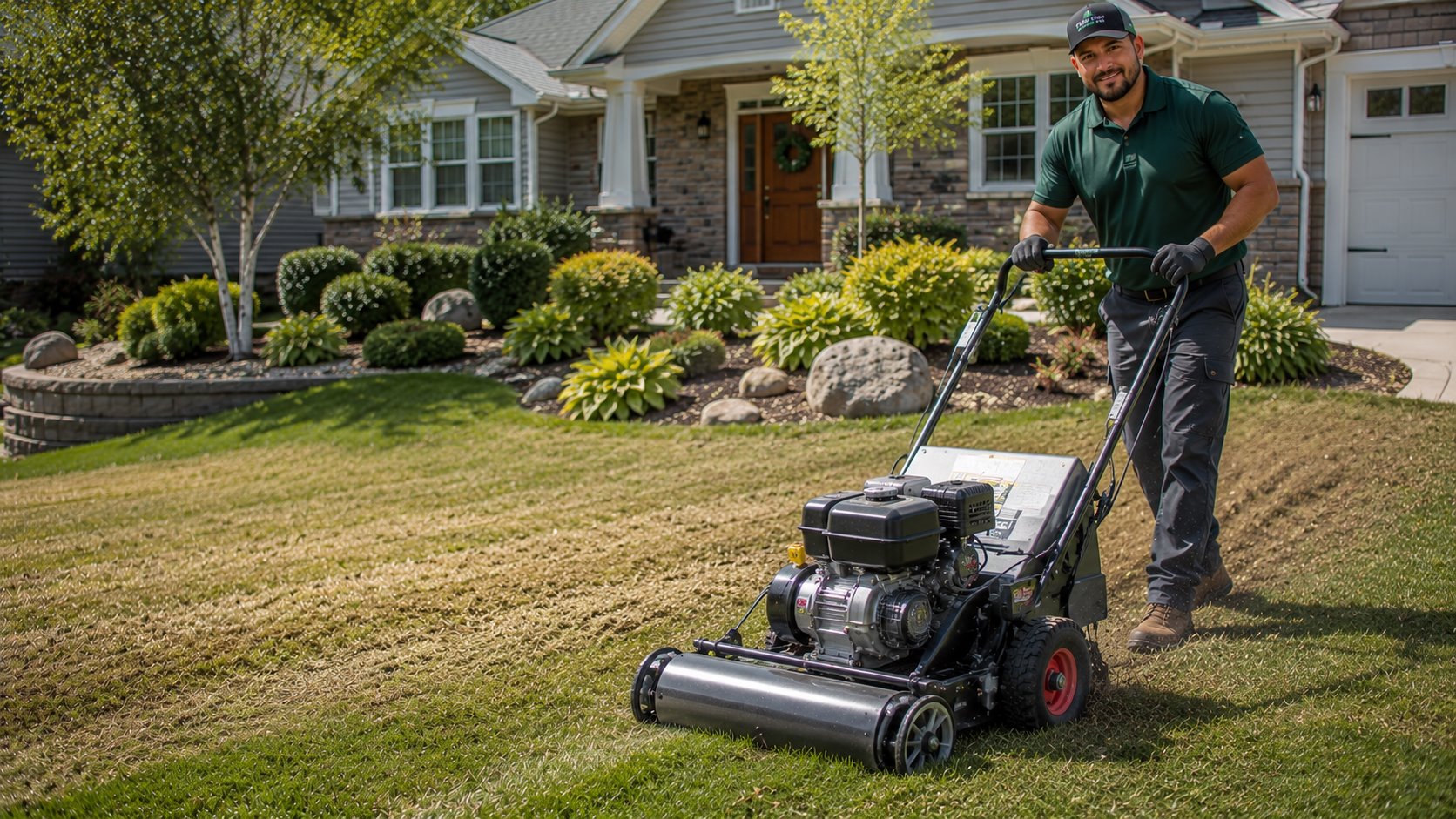Professional lawn dethatching service